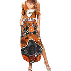 Personalized Greater Western Sydney Giants Summer Maxi Dress Aboriginal Dot Painting Graffiti Style