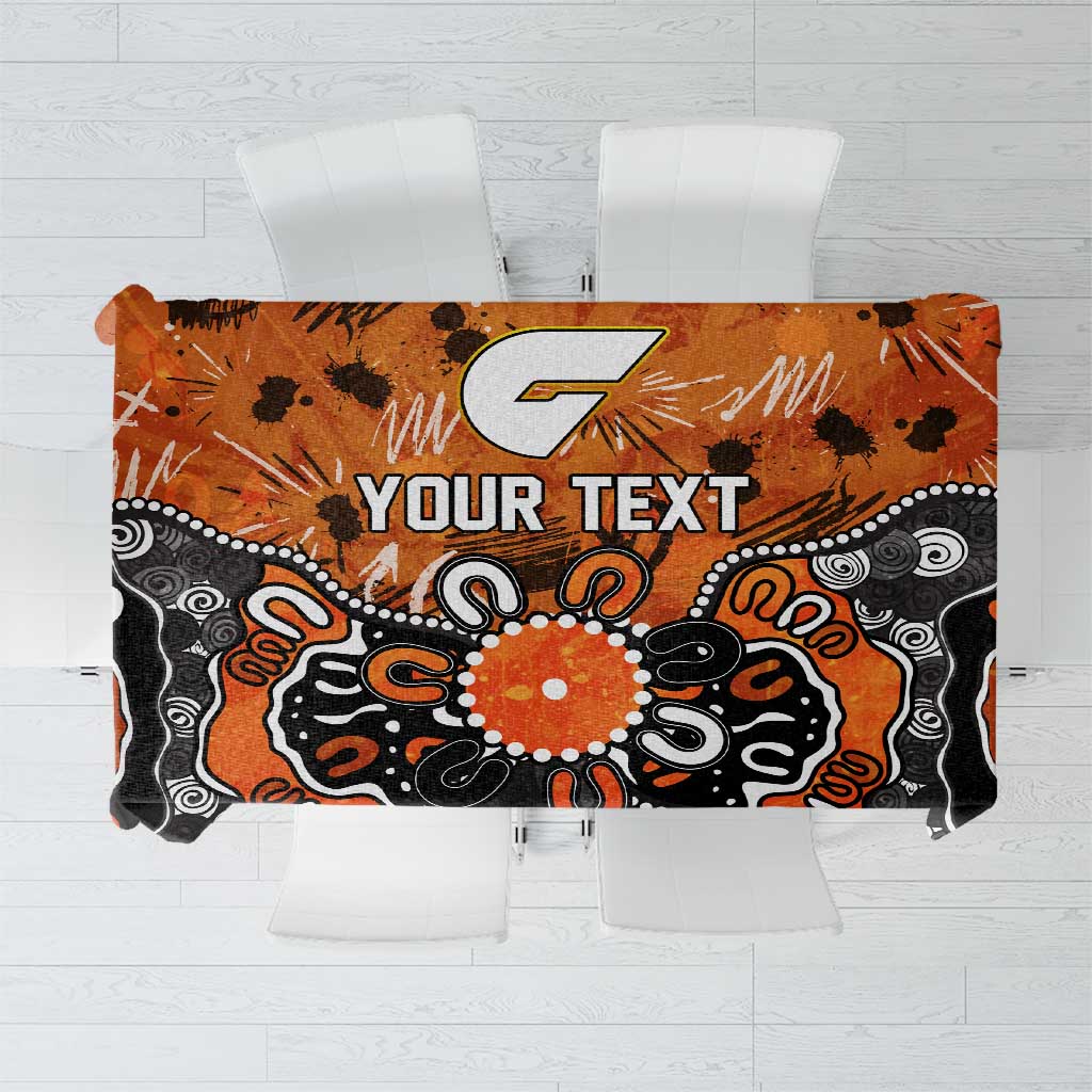 Personalized Greater Western Sydney Giants Tablecloth Aboriginal Dot Painting Graffiti Style