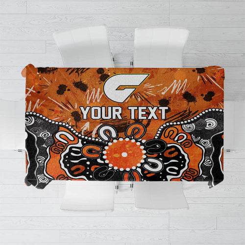 Personalized Greater Western Sydney Giants Tablecloth Aboriginal Dot Painting Graffiti Style