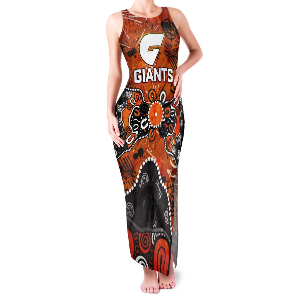 Personalized Greater Western Sydney Giants Tank Maxi Dress Aboriginal Dot Painting Graffiti Style