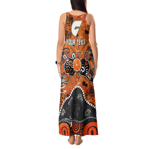 Personalized Greater Western Sydney Giants Tank Maxi Dress Aboriginal Dot Painting Graffiti Style
