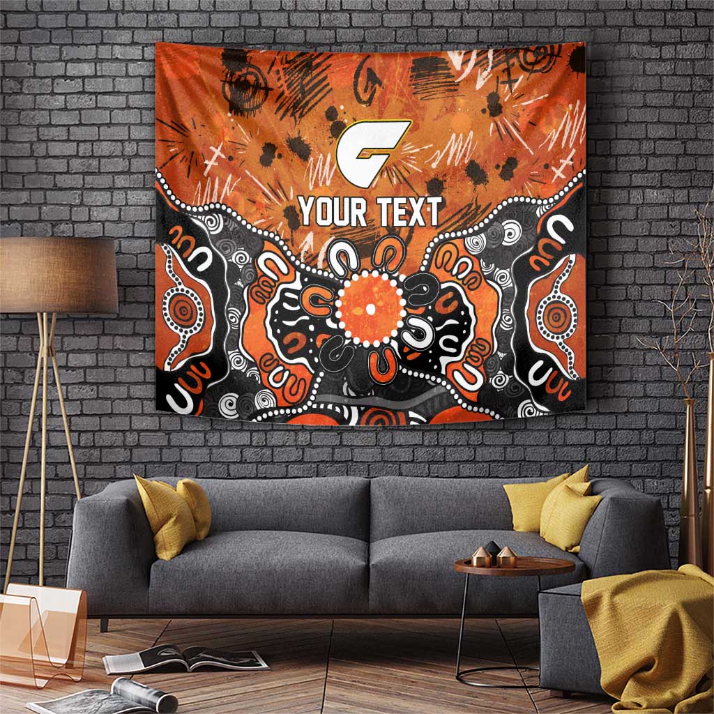 Personalized Greater Western Sydney Giants Tapestry Aboriginal Dot Painting Graffiti Style