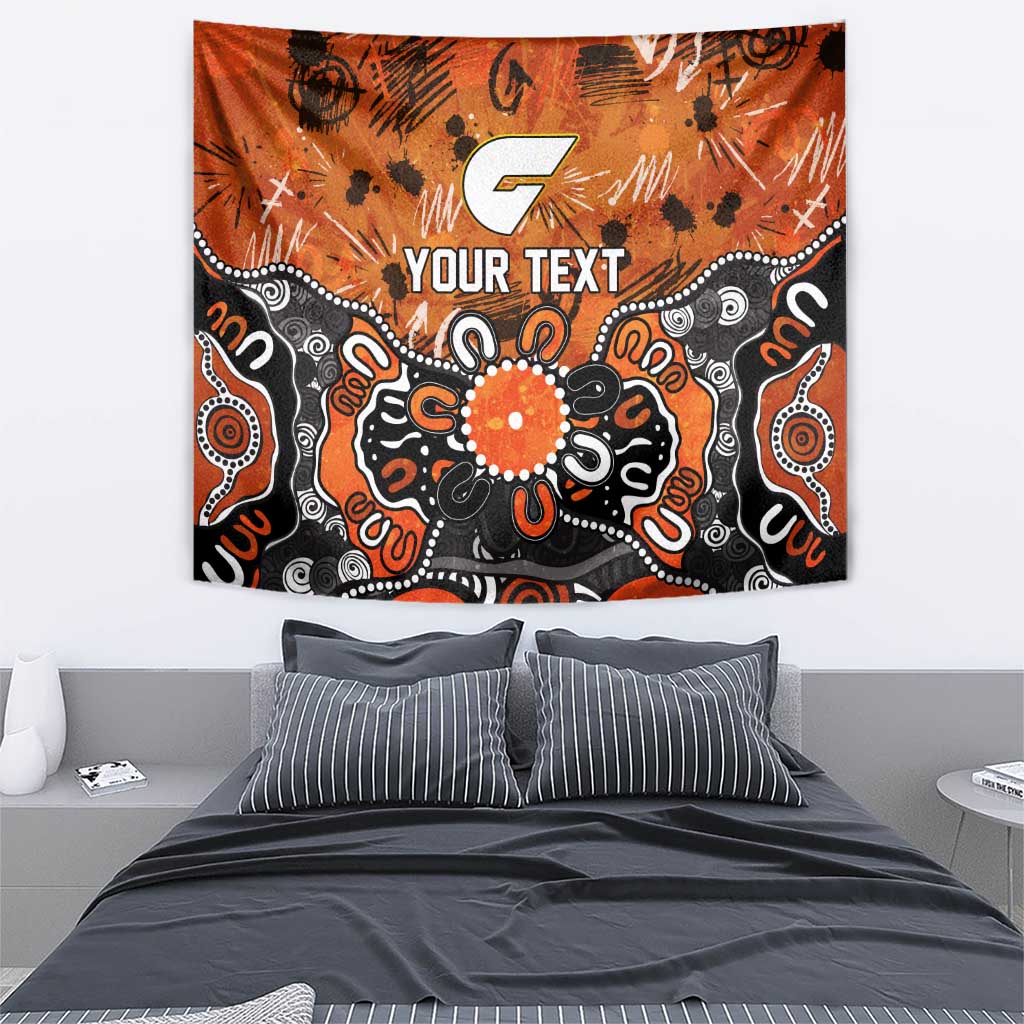 Personalized Greater Western Sydney Giants Tapestry Aboriginal Dot Painting Graffiti Style