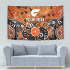 Personalized Greater Western Sydney Giants Tapestry Aboriginal Dot Painting Graffiti Style