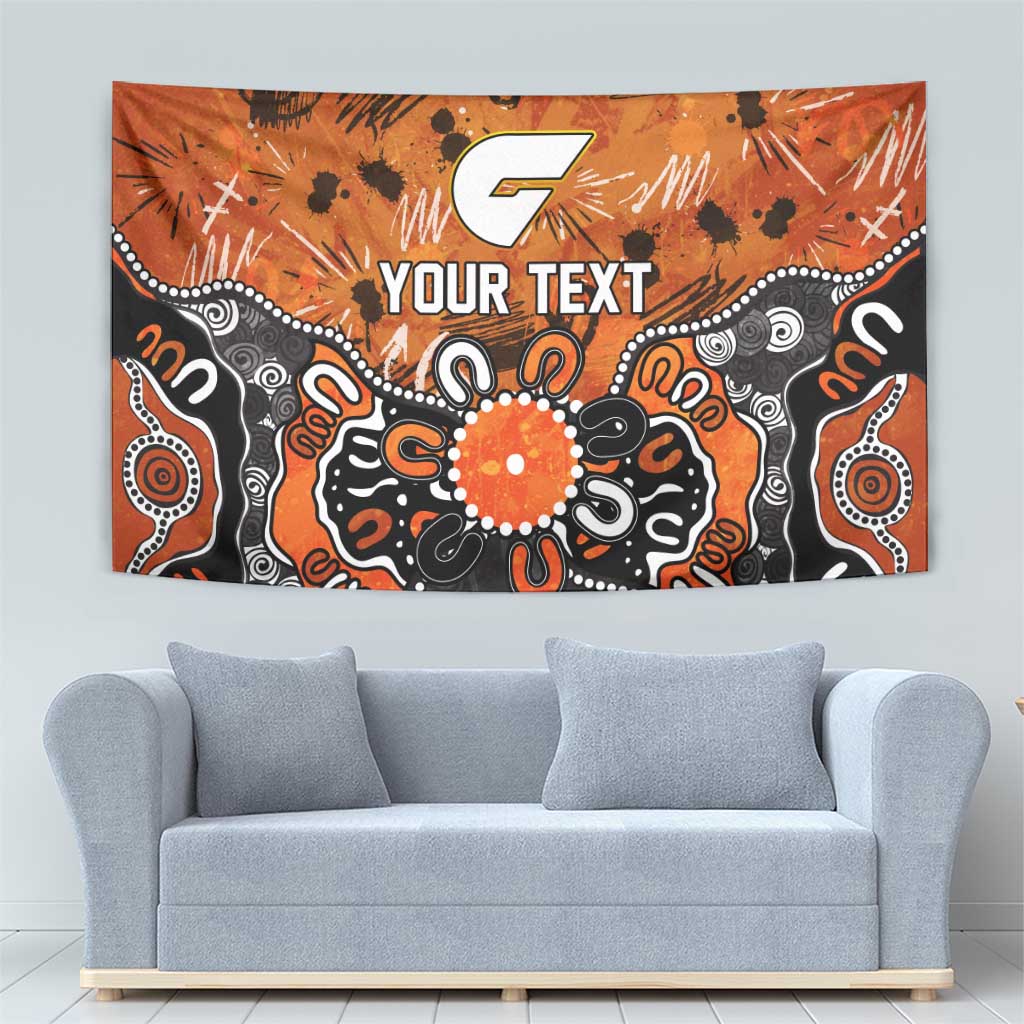 Personalized Greater Western Sydney Giants Tapestry Aboriginal Dot Painting Graffiti Style