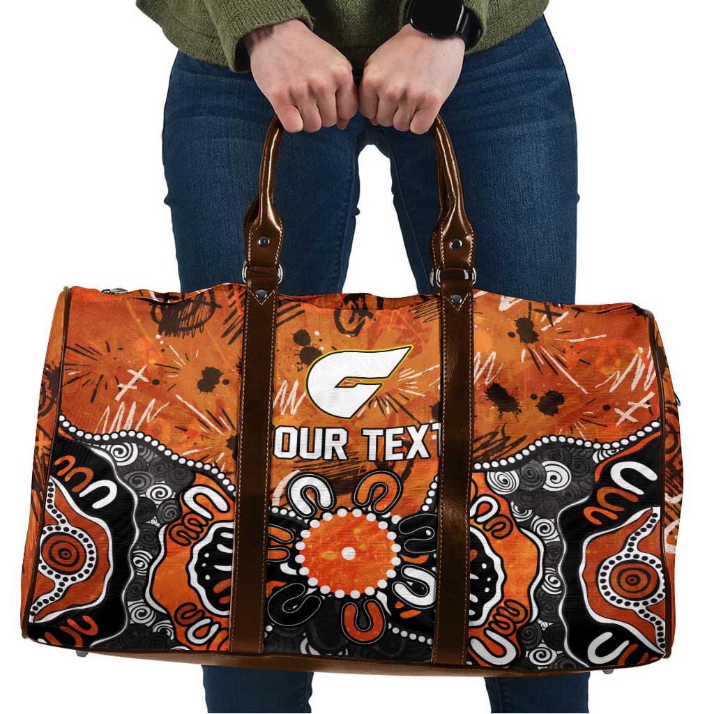 Personalized Greater Western Sydney Giants Travel Bag Aboriginal Dot Painting Graffiti Style