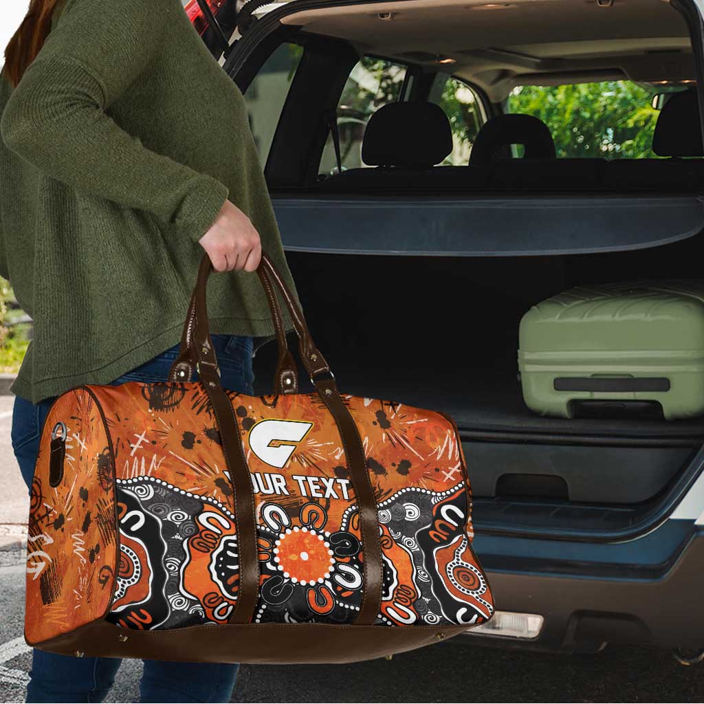 Personalized Greater Western Sydney Giants Travel Bag Aboriginal Dot Painting Graffiti Style