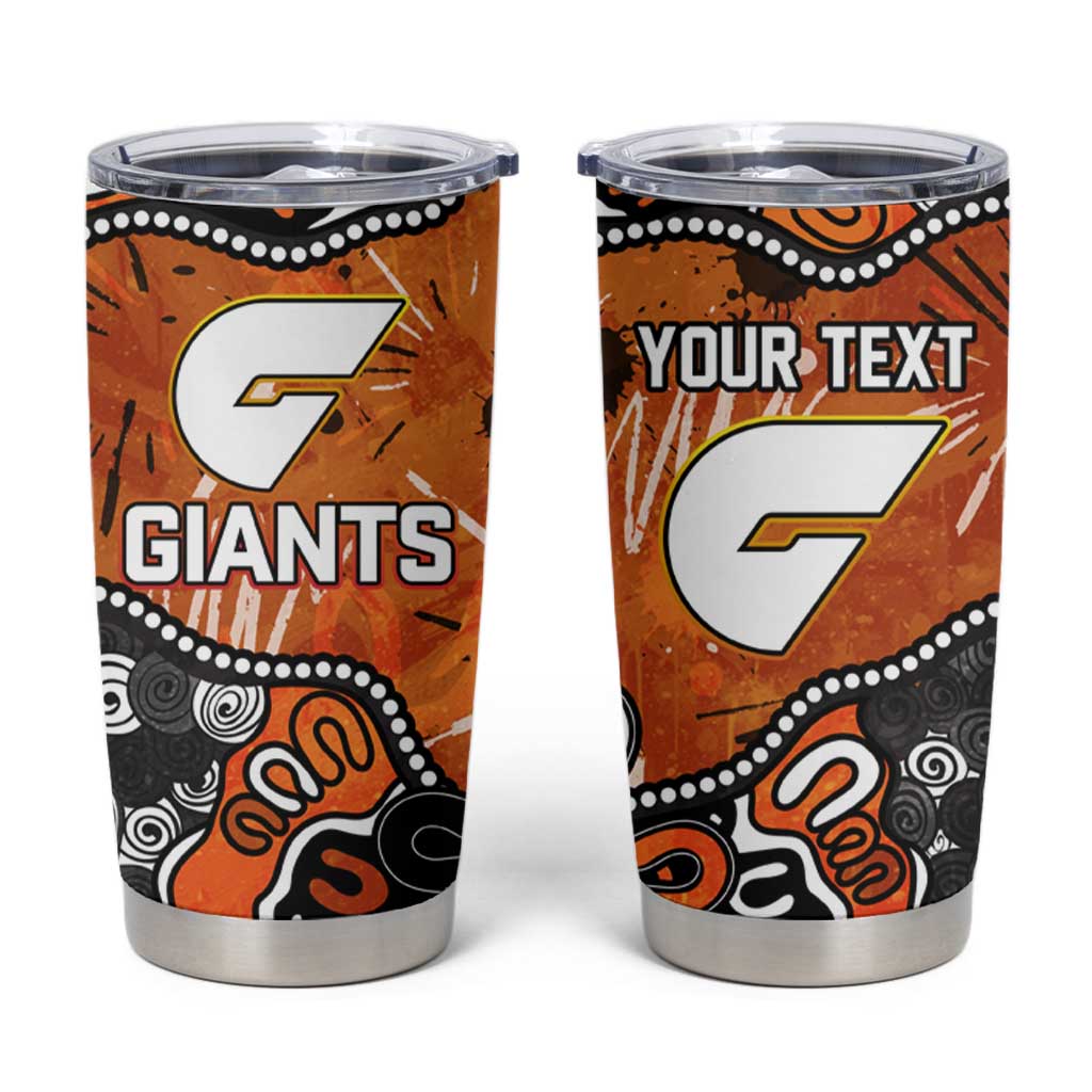 Personalized Greater Western Sydney Giants Tumbler Cup Aboriginal Dot Painting Graffiti Style