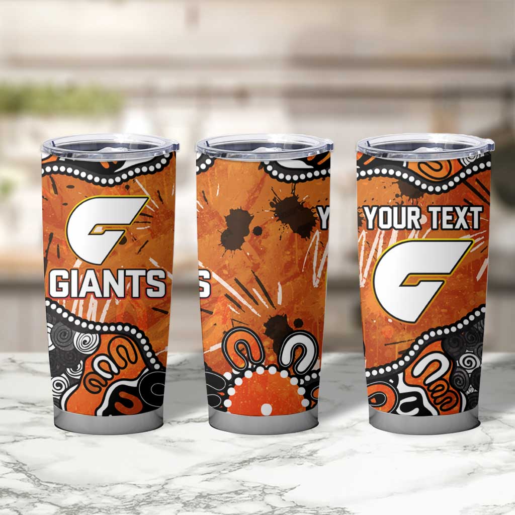 Personalized Greater Western Sydney Giants Tumbler Cup Aboriginal Dot Painting Graffiti Style