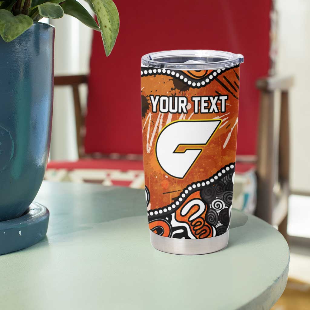 Personalized Greater Western Sydney Giants Tumbler Cup Aboriginal Dot Painting Graffiti Style