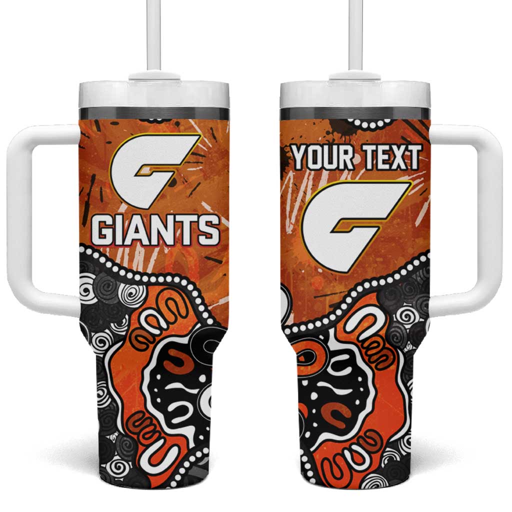 Personalized Greater Western Sydney Giants Tumbler With Handle Aboriginal Dot Painting Graffiti Style