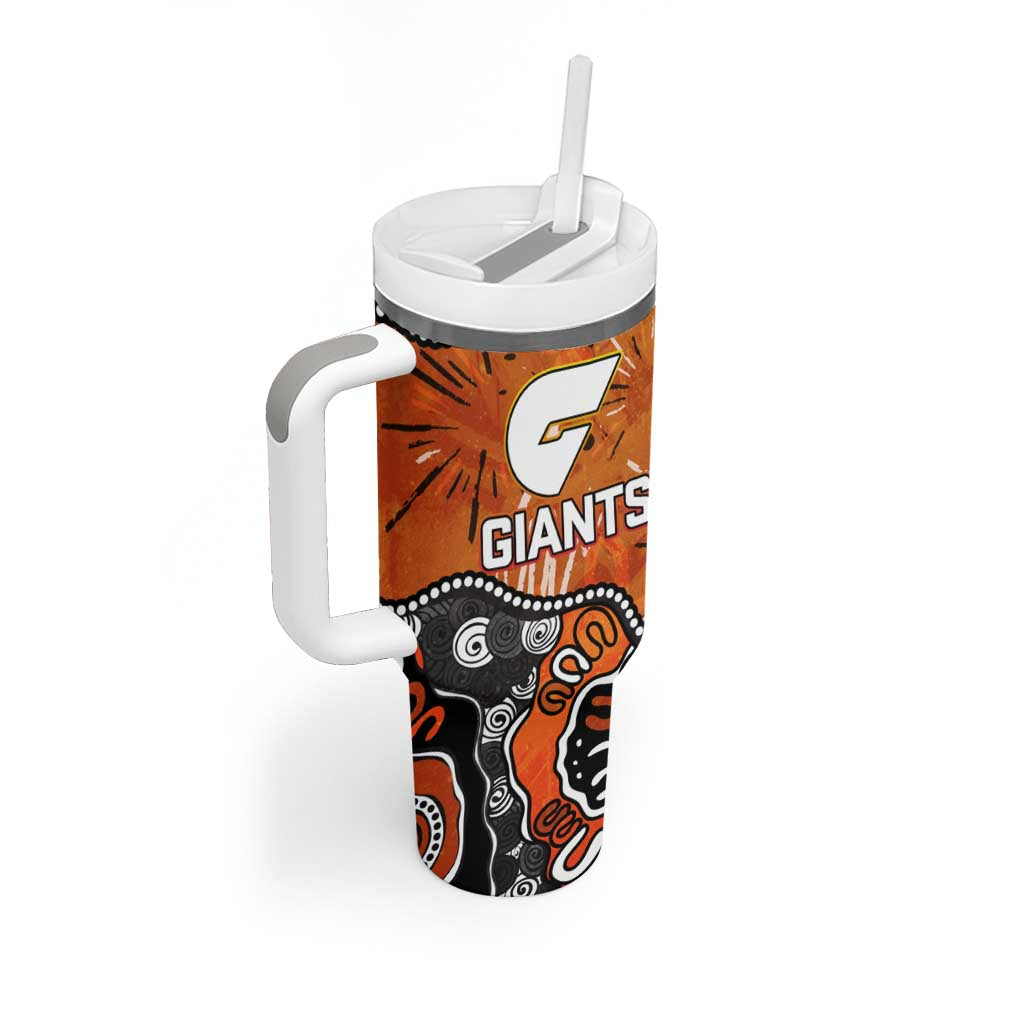 Personalized Greater Western Sydney Giants Tumbler With Handle Aboriginal Dot Painting Graffiti Style