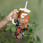Personalized Greater Western Sydney Giants Tumbler With Handle Aboriginal Dot Painting Graffiti Style