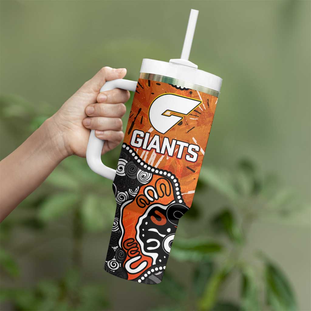 Personalized Greater Western Sydney Giants Tumbler With Handle Aboriginal Dot Painting Graffiti Style