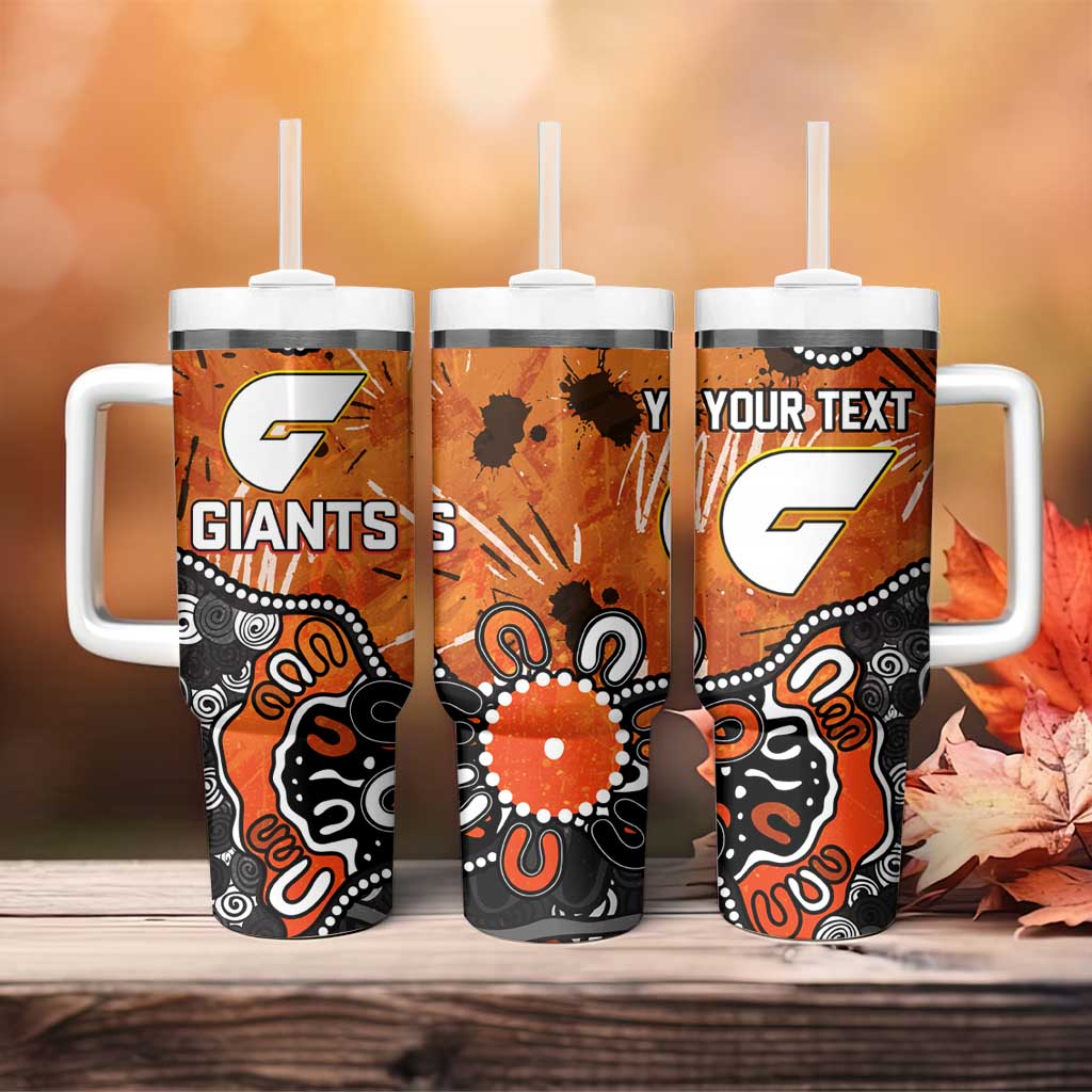 Personalized Greater Western Sydney Giants Tumbler With Handle Aboriginal Dot Painting Graffiti Style