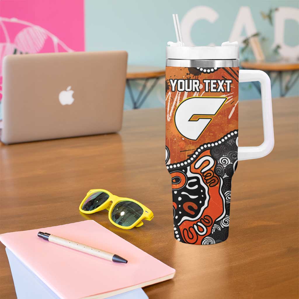 Personalized Greater Western Sydney Giants Tumbler With Handle Aboriginal Dot Painting Graffiti Style