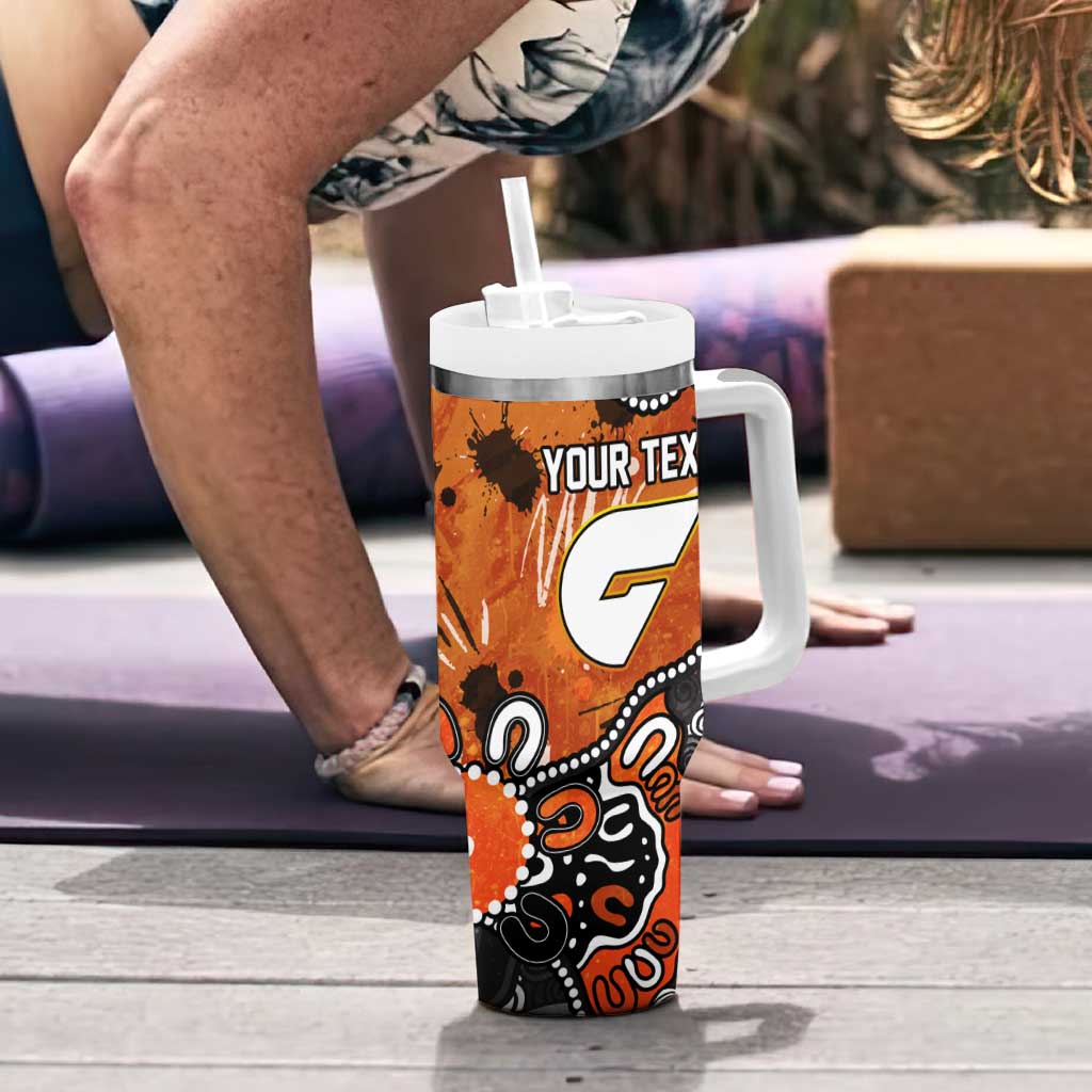 Personalized Greater Western Sydney Giants Tumbler With Handle Aboriginal Dot Painting Graffiti Style