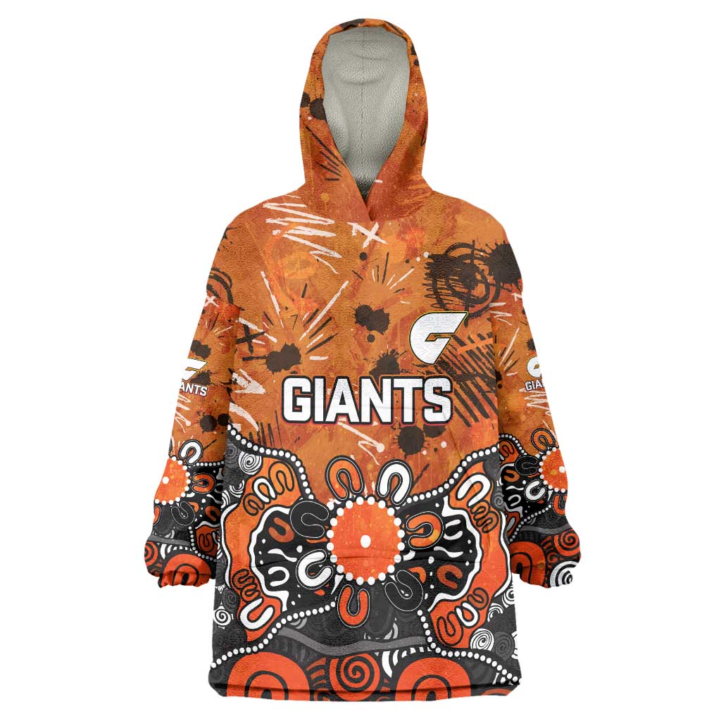 Personalized Greater Western Sydney Giants Wearable Blanket Hoodie Aboriginal Dot Painting Graffiti Style