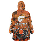 Personalized Greater Western Sydney Giants Wearable Blanket Hoodie Aboriginal Dot Painting Graffiti Style