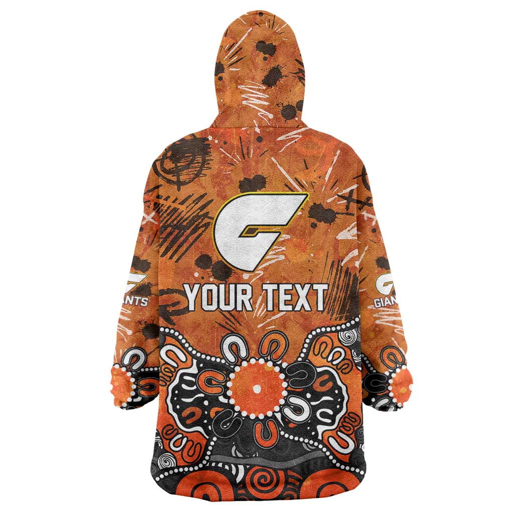 Personalized Greater Western Sydney Giants Wearable Blanket Hoodie Aboriginal Dot Painting Graffiti Style
