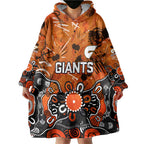 Personalized Greater Western Sydney Giants Wearable Blanket Hoodie Aboriginal Dot Painting Graffiti Style
