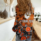 Personalized Greater Western Sydney Giants Women Casual Shirt Aboriginal Dot Painting Graffiti Style