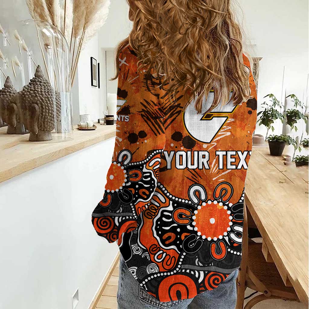 Personalized Greater Western Sydney Giants Women Casual Shirt Aboriginal Dot Painting Graffiti Style