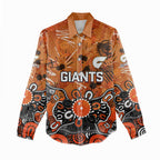 Personalized Greater Western Sydney Giants Women Casual Shirt Aboriginal Dot Painting Graffiti Style