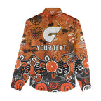 Personalized Greater Western Sydney Giants Women Casual Shirt Aboriginal Dot Painting Graffiti Style