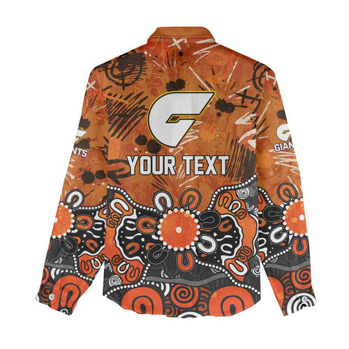 Personalized Greater Western Sydney Giants Women Casual Shirt Aboriginal Dot Painting Graffiti Style