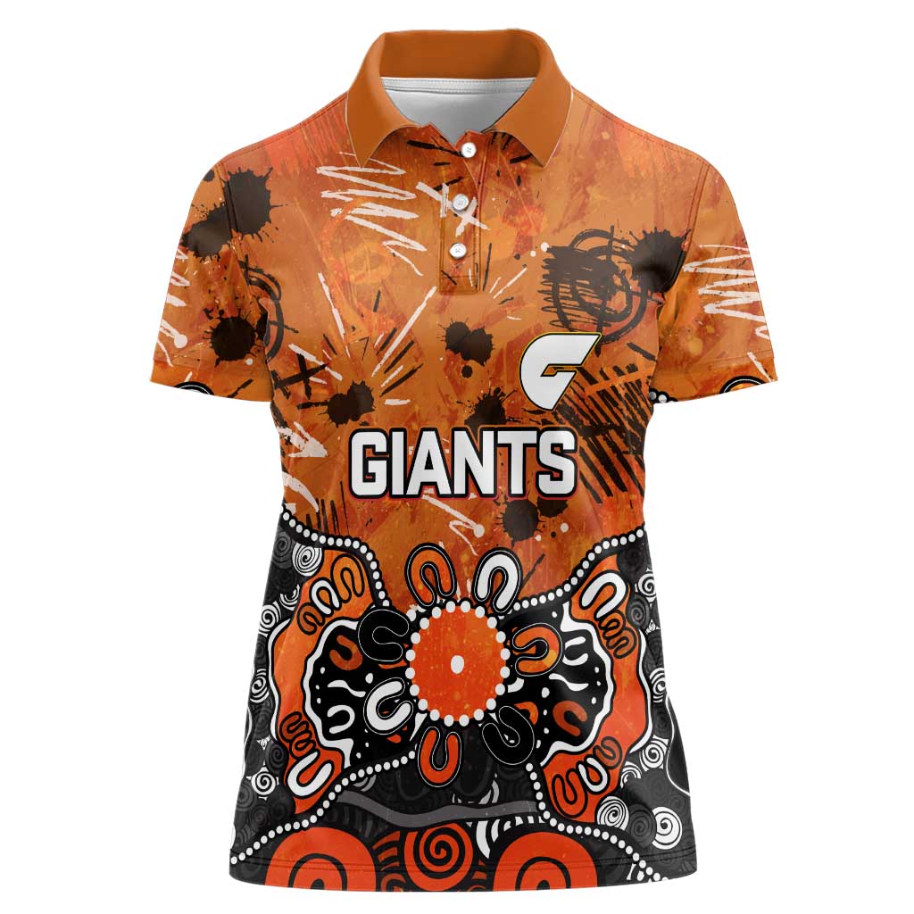 Personalized Greater Western Sydney Giants Women Polo Shirt Aboriginal Dot Painting Graffiti Style