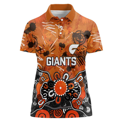 Personalized Greater Western Sydney Giants Women Polo Shirt Aboriginal Dot Painting Graffiti Style