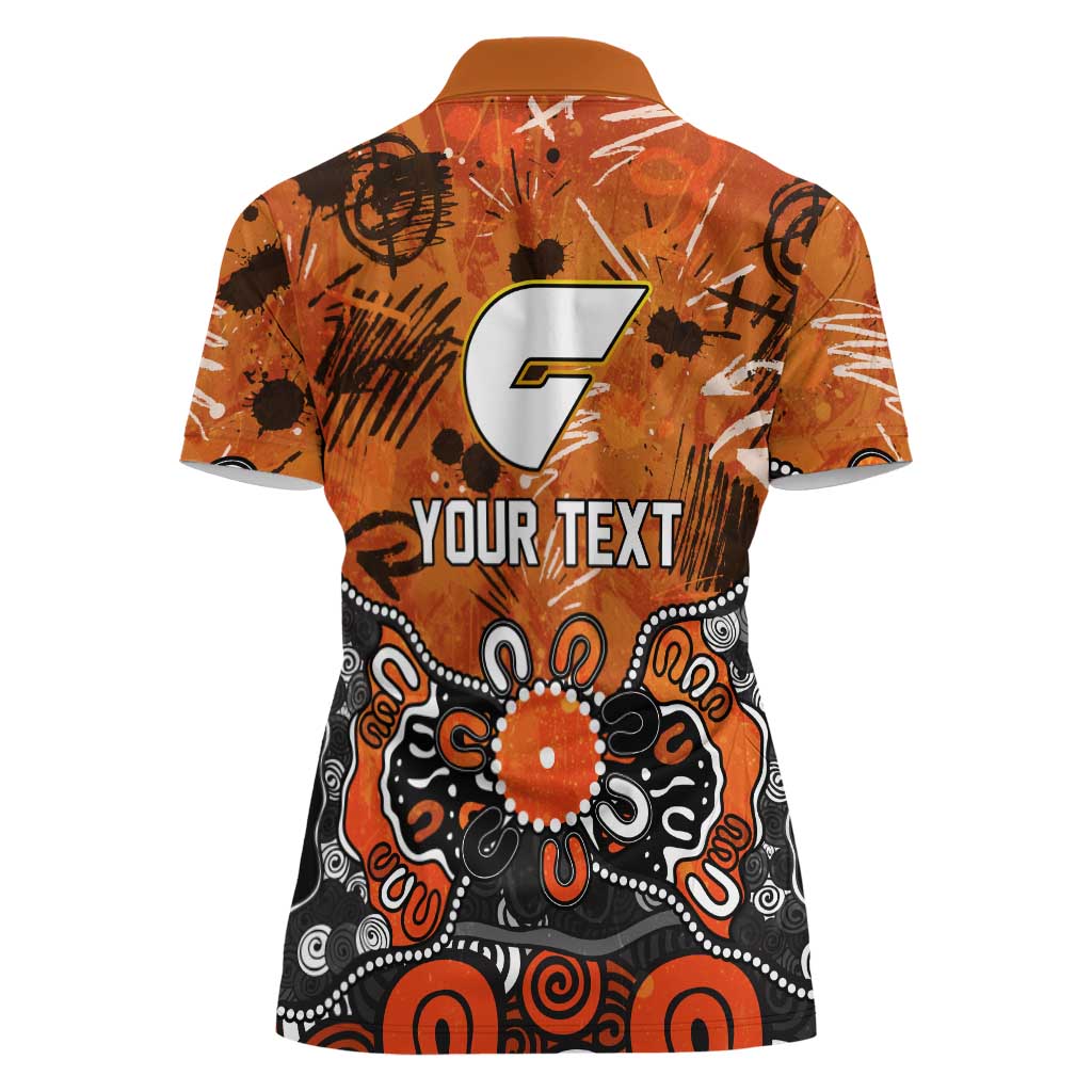 Personalized Greater Western Sydney Giants Women Polo Shirt Aboriginal Dot Painting Graffiti Style