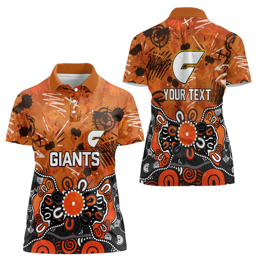 Personalized Greater Western Sydney Giants Women Polo Shirt Aboriginal Dot Painting Graffiti Style
