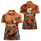 Personalized Greater Western Sydney Giants Women Polo Shirt Aboriginal Dot Painting Graffiti Style