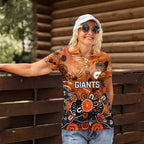Personalized Greater Western Sydney Giants Women Polo Shirt Aboriginal Dot Painting Graffiti Style