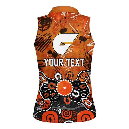 Personalized Greater Western Sydney Giants Women Sleeveless Polo Shirt Aboriginal Dot Painting Graffiti Style