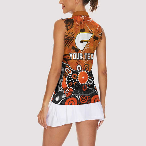 Personalized Greater Western Sydney Giants Women Sleeveless Polo Shirt Aboriginal Dot Painting Graffiti Style