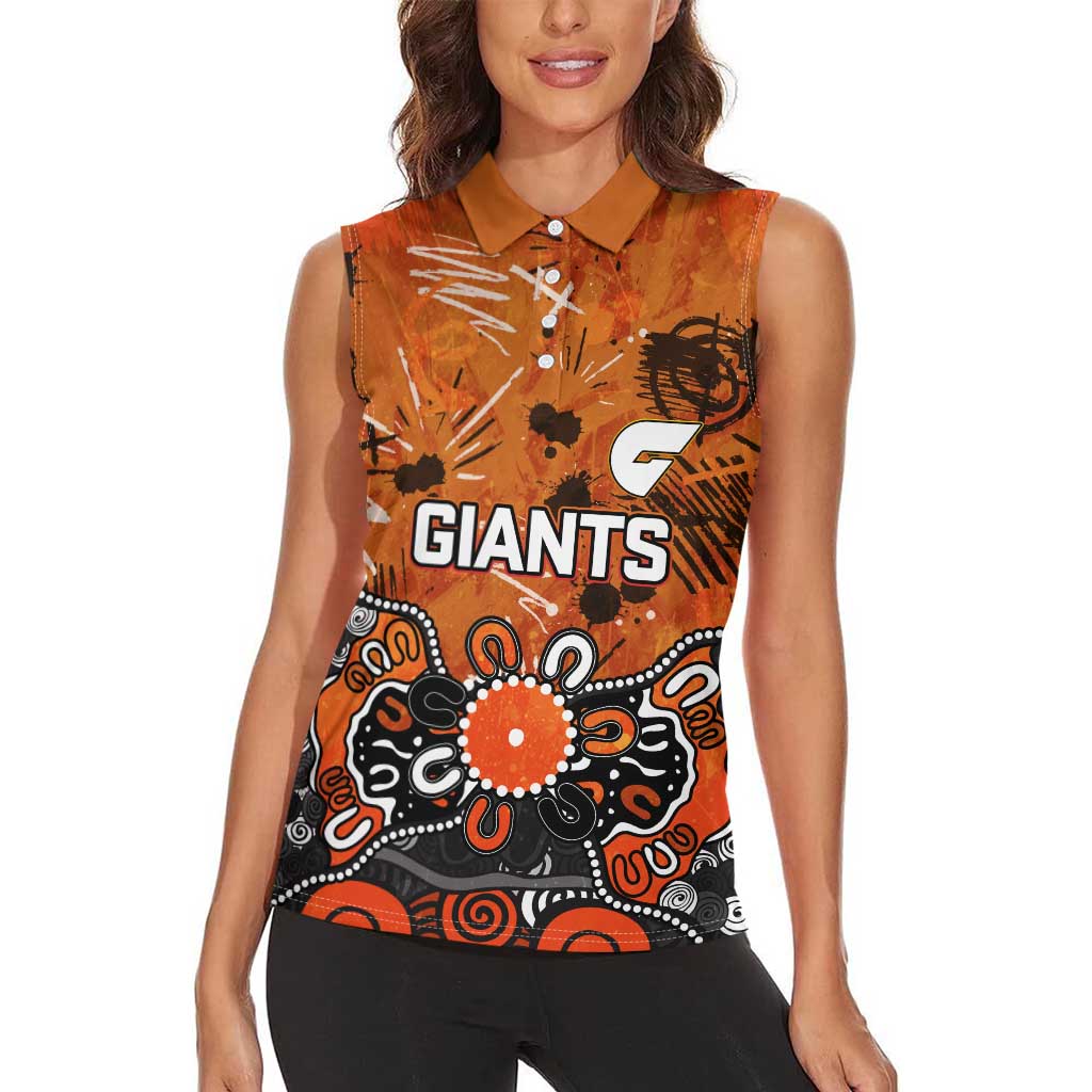 Personalized Greater Western Sydney Giants Women Sleeveless Polo Shirt Aboriginal Dot Painting Graffiti Style