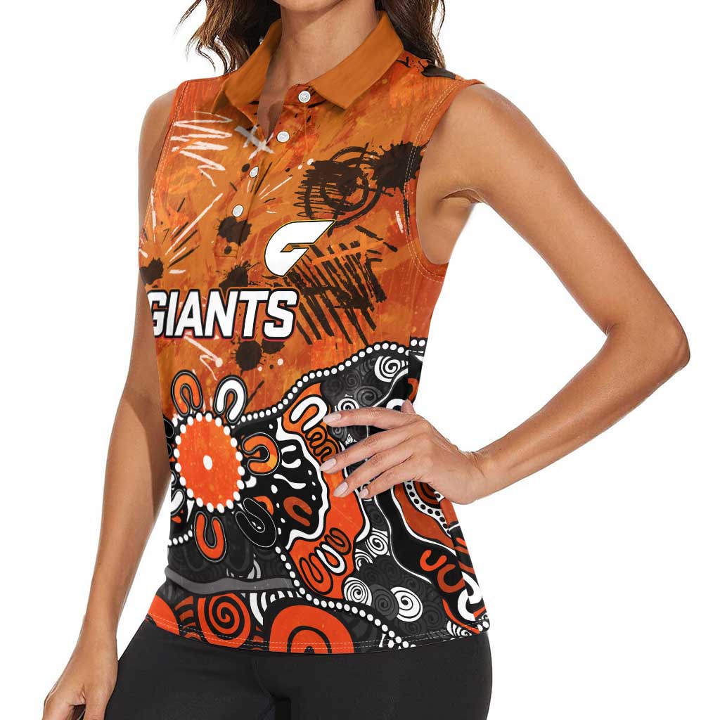 Personalized Greater Western Sydney Giants Women Sleeveless Polo Shirt Aboriginal Dot Painting Graffiti Style