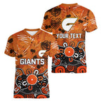 Personalized Greater Western Sydney Giants Women V-Neck T-Shirt Aboriginal Dot Painting Graffiti Style
