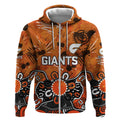 Personalized Greater Western Sydney Giants Zip Hoodie Aboriginal Dot Painting Graffiti Style