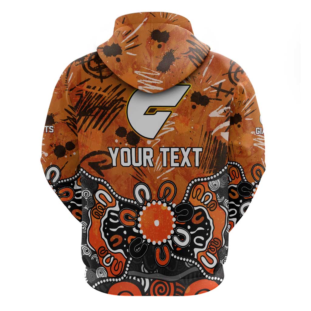 Personalized Greater Western Sydney Giants Zip Hoodie Aboriginal Dot Painting Graffiti Style
