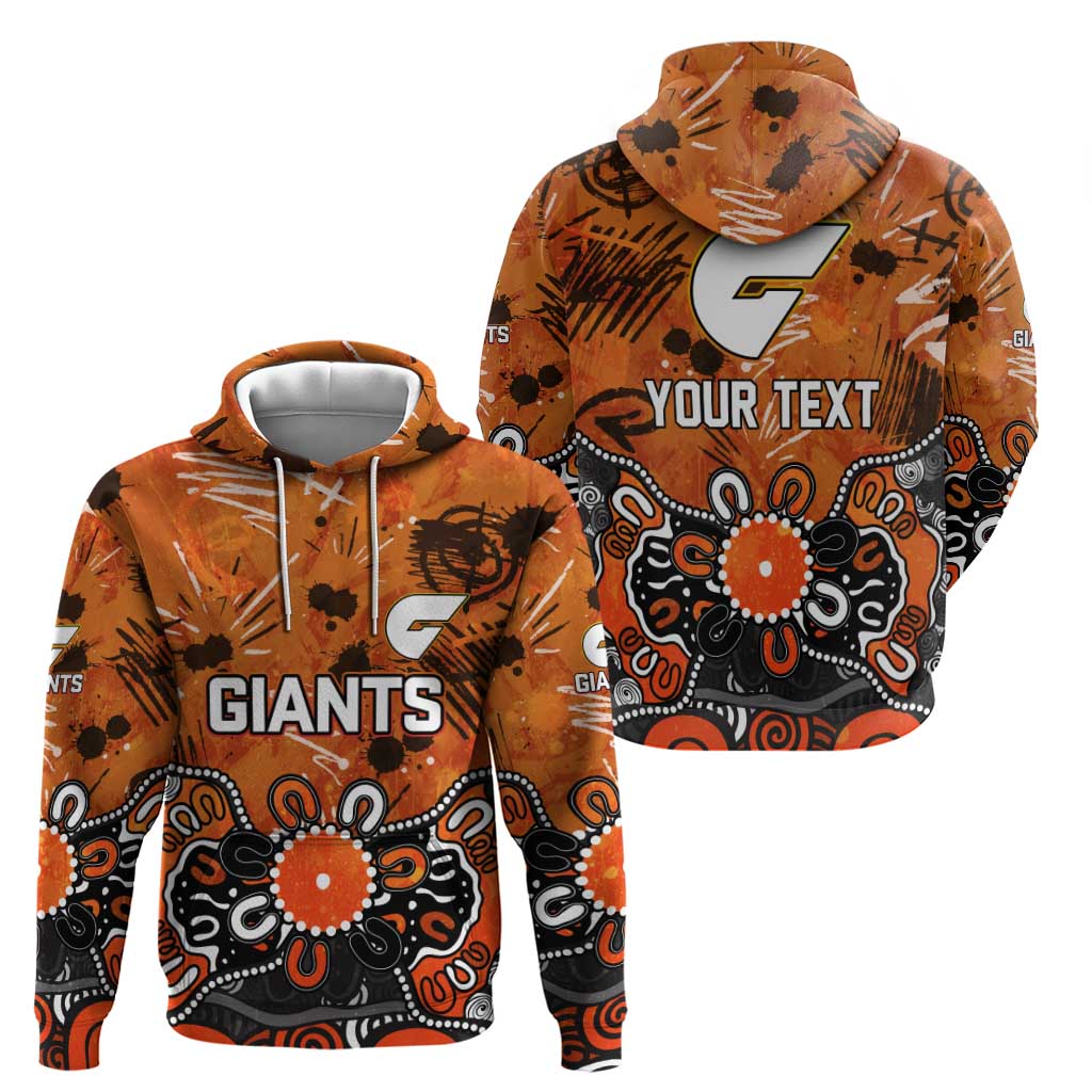 Personalized Greater Western Sydney Giants Zip Hoodie Aboriginal Dot Painting Graffiti Style