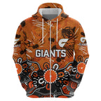 Personalized Greater Western Sydney Giants Zip Hoodie Aboriginal Dot Painting Graffiti Style