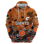 Personalized Greater Western Sydney Giants Zip Hoodie Aboriginal Dot Painting Graffiti Style