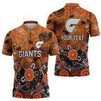 Personalized Greater Western Sydney Giants Zipper Polo Shirt Aboriginal Dot Painting Graffiti Style