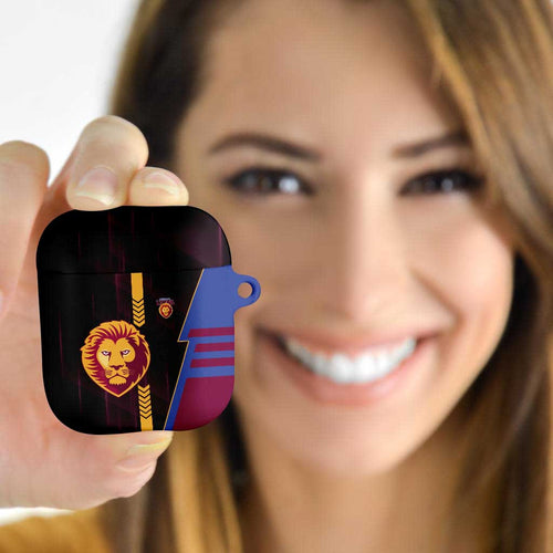 Brisbane Lions AirPods Case Modern Geometric Sports Graphic Style