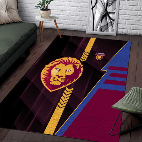 Brisbane Lions Area Rug Modern Geometric Sports Graphic Style