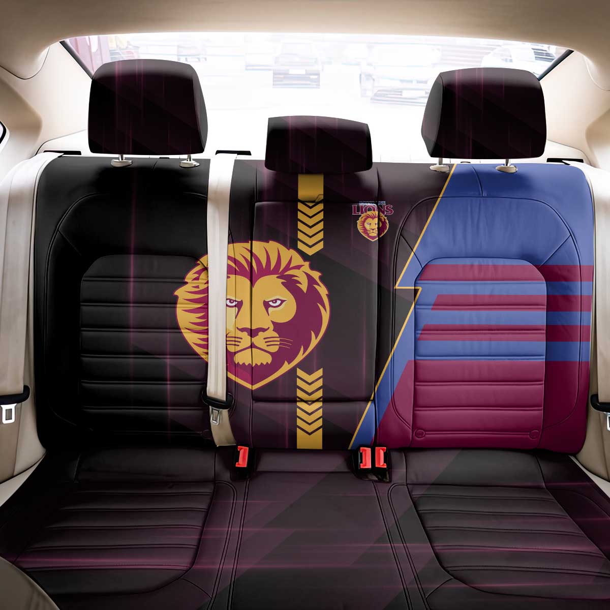 Brisbane Lions Back Car Seat Cover Modern Geometric Sports Graphic Style